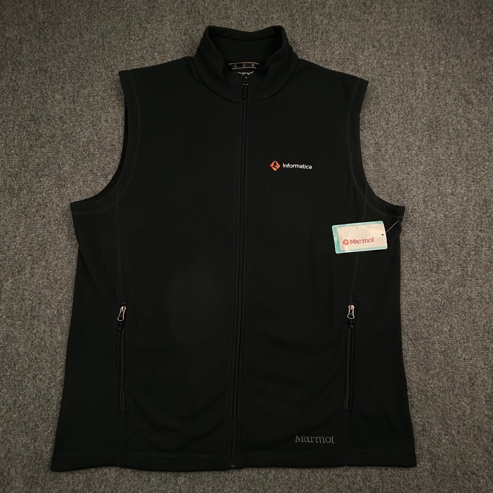 Marmot Rocklin Vest Mens XXL Black Fleece Informatica Logo Full Zip 901077
